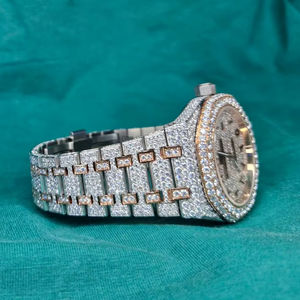 Luxury <b>Men's</b> Women's Iced Moissanite <b>Watch</b> VVS D Color Sapphire Glass <b>Waterproof</b> Quartz <b>Watches</b> Case Stainless Steel Alarm Diver - Product Image 1