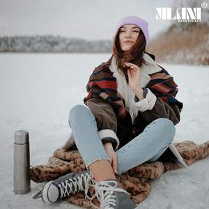 Bonnet d'hiver en tricot pour bébé violet - Product Image 2