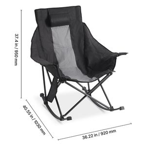 Sedia a dondolo pieghevole imbottita di grandi dimensioni, resistente, per esterni, con 3 impostazioni di riscaldamento e portabicchieri, ideale per campeggio - Product Image 4