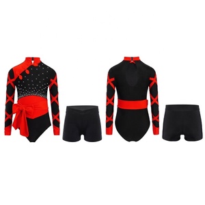 Tenue de gymnastique pour filles de 6 à 16 ans, justaucorps avec ceinture et short, ensembles pour cours de danse, patinage artistique, spectacles sur scène, compétitions - Product Image 1