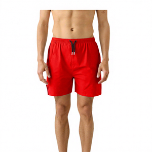 Shorts pour hommes de couleur unie à séchage rapide avec cordon de serrage, maillot de bain décontracté gris clair, taille mi-haute - Product Image 3