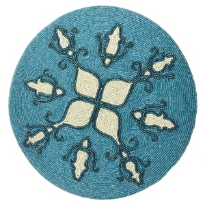 handcrafted beaded floral placemat Handmade Beaded Round Placemat <b>Butterfly</b> Design Embroidered <b>Dining</b> Mat <b>Table</b> Charger for - Product Image 5
