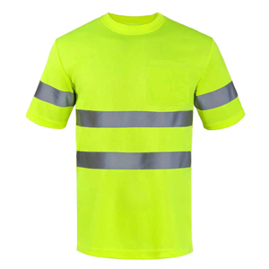 Camiseta de Seguridad de Alta Visibilidad para Hombre, Calidad Premium, ANSI Clase 1 EN ISO 20471 Clase 2, Franjas Reflectantes Amarillas con LED Intermitente, Manga Corta - Product Image 1