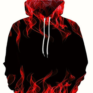 Sweat à capuche imprimé 3D flamme multicolore, sweat à capuche cool pour hommes, pull à capuche pour le printemps et l'automne - Product Image 1