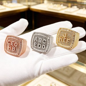 Custom <b>Iced</b>-Out Personalized Letter <b>Ring</b> Hip Hop Statement <b>Ring</b> Men Fashion Jewelry - Product Image 3