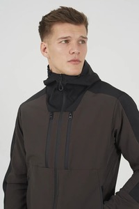 Men's Hooded Windbreaker <b>Jacket</b> Solid Color Zipper Closure Casual Outdoor Wear Autumn Polyester Material - Product Image 4
