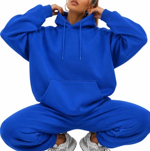 Conjunto de chándal de dos piezas para mujer con sudadera de cremallera corta y pantalones de pierna ancha, estilo casual y a juego para estar en casa - Product Image 1