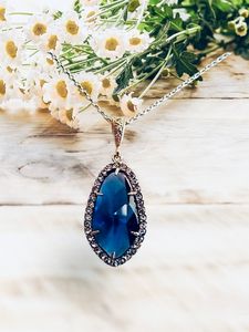 Pendentif saphir bleu, pierre tchèque, pierre de naissance de septembre, collier en argent sterling, cadeau d'anniversaire pour femme, bijoux élégants - Product Image 5