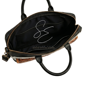 Western Cowhide Leather Laptop <b>Bag</b> Handmade Tooled Briefcase Messenger <b>Bag</b> for Men Women Hair On Hide Satchel Office <b>Work</b> <b>Bag</b> - Product Image 5
