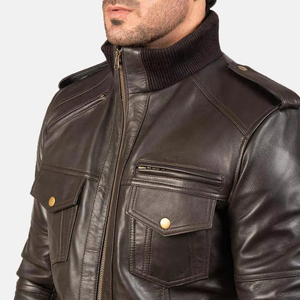 Chaqueta de Cuero para Hombre, Nueva Moda, de Alta Calidad, a Cuadros/Color Sólido, Resistente al Viento, Ecológica, Transpirable, de Manga Larga, Estilo Urbano - Product Image 4