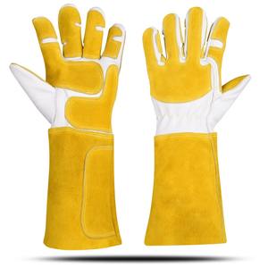 Guantes de soldadura TIG de piel de cabra con forro de lana reforzado en la palma, guantes de trabajo de seguridad de alta calidad en oferta para soldadores - Product Image 1