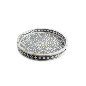Indian Special High Quality Round Serving Trays Handmade Mother of Pearls Trays Moroccan Design Homewares Stores Dubai Saudiya - Product Image 6