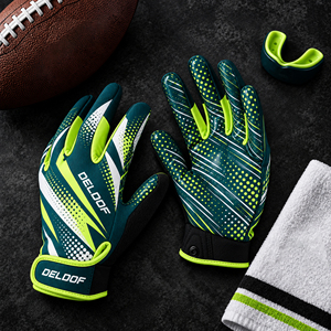 Professional American Football Receiver Gloves Silicone Palm Custom Logo Sports Gloves All Seasons <b>Hook</b> And Loop Closure - Product Image 5