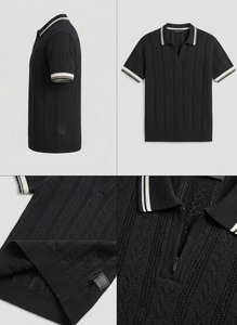 Premium Men’s Knitted Zip-Polo Shirt – Textured Breathable Summer Knit - Product Image 4