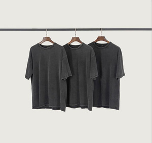 เสื้อยืดผู้ชายคุณภาพสูงทรงหลวม แขนสั้น คอกลม สไตล์วินเทจ ผ้าฝ้าย ล้างสีแบบแอซิด แฟชั่นพื้นฐาน - Product Image 1