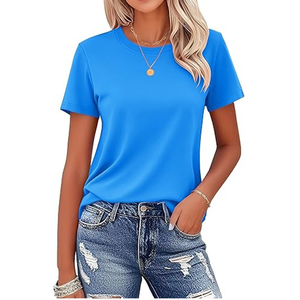 T-shirt en coton uni de haute qualité pour femmes - Product Image 1