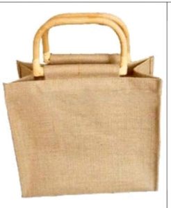 Sac à provisions en jute avec logo personnalisé et poignées en bois - Product Image 2