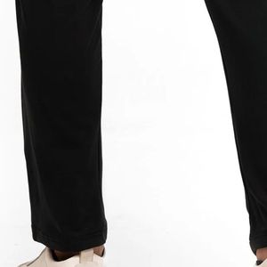 Pantalon de jogging décontracté en coton noir pour homme, taille haute élastique avec cordon de serrage, séchage rapide, coupe droite, vente en gros - Product Image 5