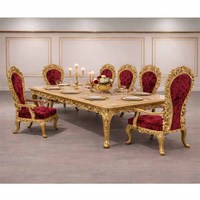 Ensemble de table à manger 8 places en teck et velours rouge Majestic Look, chaises pliantes modernes confortables sur mesure, gain de place pour la maison