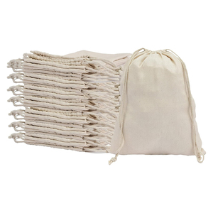 <b>Light</b> Color Scheme Cotton Drawstring Backpack Storage Pouch Unisex Convenient <b>Rope</b> Closure Bag For Hand Carry - Product Image 5