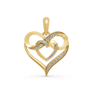 Collar con Colgante de Corazón Doble Infinito Chapado en Oro de 14K y Rodio, Diamante Cultivado en Laboratorio de 0.22 CT, Certificado IGI, Nudo de Amor, Romántico para Mujer - Product Image 5
