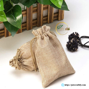 <b>Small</b> Jute Gift Pouches – Natural Fiber <b>Drawstring</b> <b>Bags</b> for Return Gifts, Jewelry and Promotional Use - Product Image 2