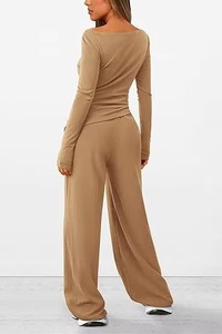 Ensemble 2 pièces pour femme, haut court sans manches et short, sportif, en Spandex/Nylon, couleur unie beige, décontracté, toutes saisons, respirant, coupe régulière, séchage rapide - Product Image 5