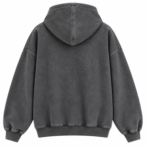 Sweat-shirt à capuche unisexe surdimensionné, couleur unie, coton lavé, molleton français, pull décontracté avec poche, style automne - Product Image 2
