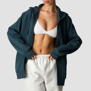 Sweat-shirt à capuche zippé pour femme, en tissu Air Layer 300 GSM, doux, à manches longues, pour le sport, les loisirs, l'extérieur, chaud et décontracté - Product Image 2