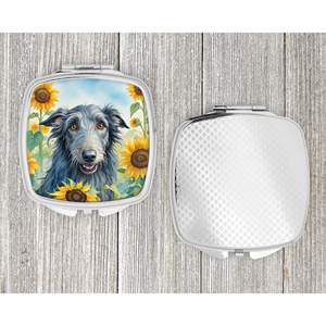 Espejo de maquillaje de viaje compacto con girasoles de Deerhound escocés, espejo decorativo de bolsillo plegable de mano para regalo de mujeres y niñas - Product Image 4