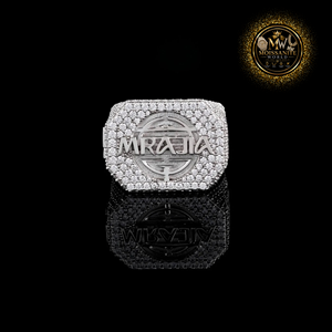 Anillo Moissanite World para Hombre, con Incrustaciones de Diamantes, Plata 925, Bañado en Rodio, Estilo Hip Hop, con Nombre Personalizado, Joyería de Cóctel - Product Image 1