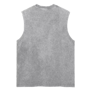 เสื้อกั๊กแขนกุดวินเทจผ้าวอช 230gsm แฟชั่นฤดูร้อน เสื้อกล้ามบาติกทรงหลวม ไหล่ทรงหยดน้ำ - Product Image 4