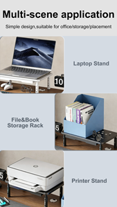 Support d'écran ergonomique réglable avec étagère de rangement en acier pour ordinateurs portables/imprimantes – Réduit la fatigue du cou et du dos - Product Image 5