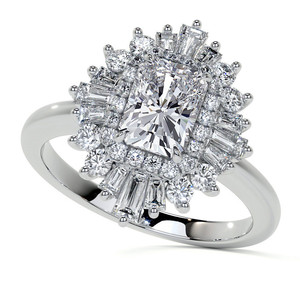 Anillo de Compromiso Gema Creative Natural de Oro de 18k con Diamante Cultivado en Laboratorio de Corte Radiante Estilo Art Deco, Certificado por IGI para Aniversario de Bodas - Product Image 3