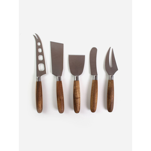 Juego de cuchillos para queso de diseño elegante con mangos de madera de acacia y hojas de acero inoxidable, perfecto para tablas de charcutería, al precio más bajo. - Product Image 1