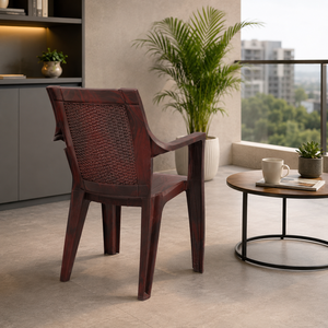 Silla Apilable de Plástico Moderna para Exteriores, Diseño Tradicional, Color Rojo Marrón, Muebles para el Hogar, Dormitorio, Comedor - Product Image 2