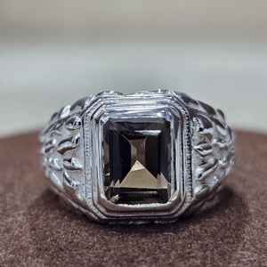 Anillo de Plata de Ley 925 con forma de rectángulo de diseñador clásico, piedra preciosa de turmalina negra de excelente calidad, regalo de fiesta hecho a mano único - Product Image 1
