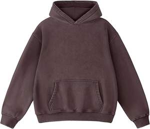 Sudadera con capucha unisex de algodón 100% con lavado ácido, estilo vintage, streetwear, de invierno, gruesa, oversize, lisa, de moda - Product Image 1