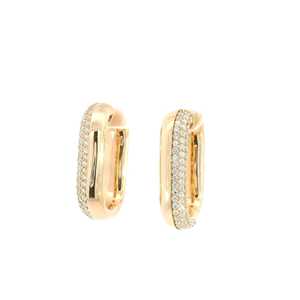 Double Dipped <b>Hoop</b> <b>Earrings</b> 14k 18k <b>Solid</b> Gold Pave Round Lab Grown Diamond Modern Luxury Huggie <b>Earrings</b> For Women Manufacturer - Product Image 5