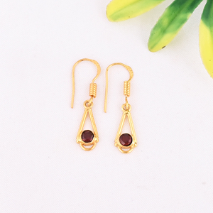 Natural <b>Garnet</b> Gemstone 925 Sterling Silver Minimalist Drop <b>Earring</b> for Women - Product Image 1