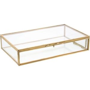 Custom Clear Glass Box with Gold Metal Edge <b>Vintage</b> Keepsake Storage Container Decorative Trinket Box for Wholesale Gift <b>Boxes</b> - Product Image 1