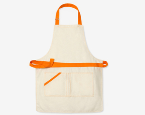 Tablier unisexe en coton avec nœud orange et poches pour restaurant et bar, en tissu tricoté, bretelles réglables, manches courtes - Product Image 5