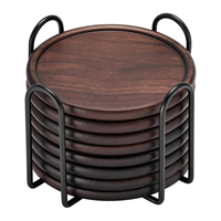 Ensemble de sous-verres en bois faits à la main, couleur brun foncé naturel, style rustique, diamètre 300 mm, avec support supplémentaire pour la cuisine