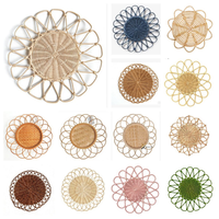 Vente en gros de tapis en rotin naturel et jacinthe d'eau, faits à la main, écologiques, design rustique, 33 cm de diamètre, 10 mm d'épaisseur, KV NATURAL