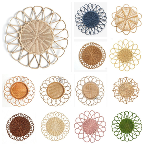 Vente en gros de tapis en rotin naturel et jacinthe d'eau, faits à la main, écologiques, design rustique, 33 cm de diamètre, 10 mm d'épaisseur, KV NATURAL - Product Image 2