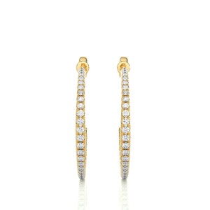 Boucles d'oreilles créoles halo en or 18 carats serties de diamants de laboratoire, bijoux d'oreille pour mariage, fête ou cadeau - Product Image 2