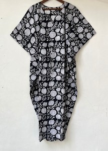 Vestido Kaftan Casual de Verano sin Mangas con Estampado Floral Tropical Digital, de Algodón, para Mujer, Islas del Pacífico Asiático - Product Image 2