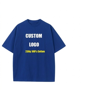 เสื้อยืดคอกลมโอเวอร์ไซส์ผ้าฝ้าย 230 กรัม สำหรับผู้ชาย ระบายอากาศได้ดี สีพื้น ไม่มีลาย พิมพ์ลายโลโก้ด้านหน้าด้วยเทคนิคซิลค์สกรีน - Product Image 2