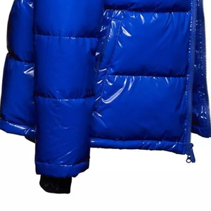 Custom Men's Blue Glossy Hooded Puffer <b>Jacket</b> Full Zip Insulated <b>Winter</b> Coat Warm Casual Outdoor Lightweight Unisex 100% Genuine - Product Image 6