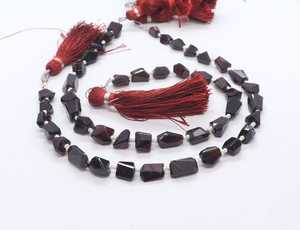 Perles de grenat rouge naturel facettées en pépites 6-7 MM, pépites de grenat du Mozambique, perles de pierres précieuses de forme roulée, 10 pouces, grenat rouge naturel - Product Image 5